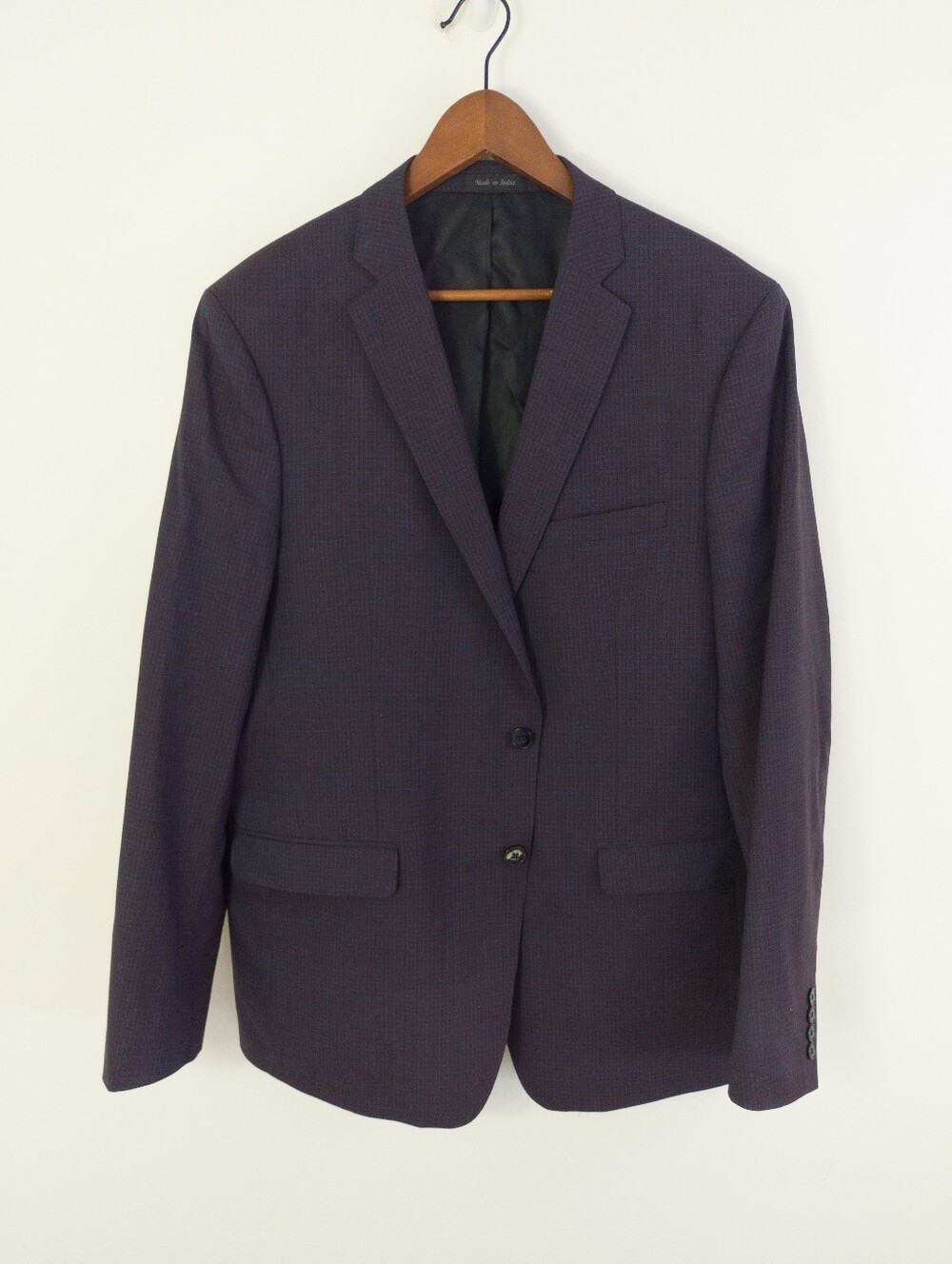 Calvin Klein 100% Wool Blazer 44L Hudson’s Bay Navy Plaid Suit Jacket